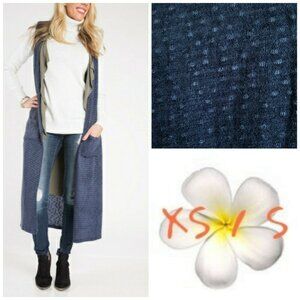 NWT Agnes & Dora Vest Duster Denim Dot Hacci Pockets XS/S